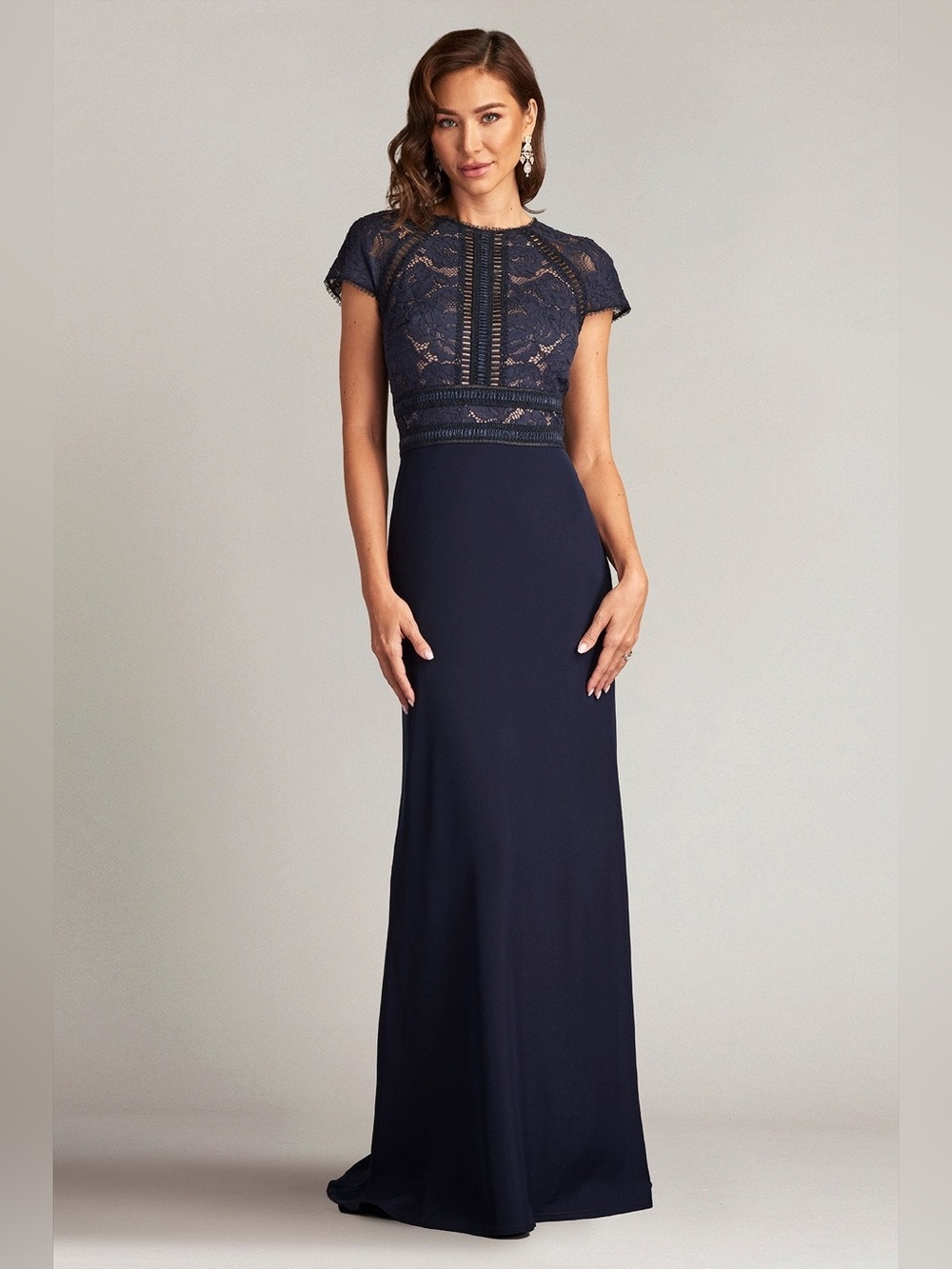 TADASHI SHOJI Catrine Lace Bodice Gown in Navy 6